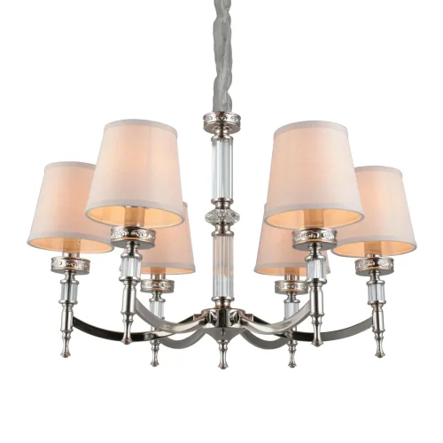 Люстра подвесная Maranza OML-87203-06 Omnilux бежевая на 6 ламп, основание серебряное в стиле классический 