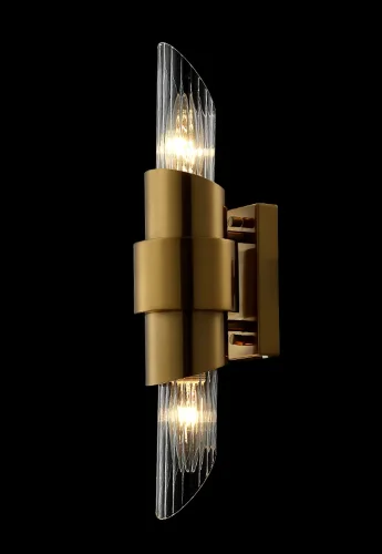 Бра JUSTO AP2 BRASS Crystal Lux прозрачный на 2 лампы, основание бронзовое в стиле современный фото 4
