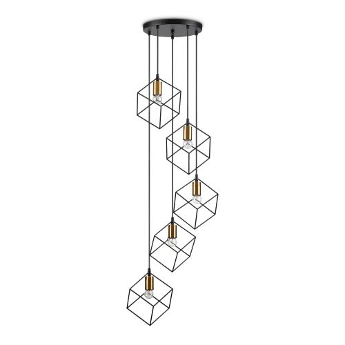 Светильник подвесной ICE SP5 NERO Ideal Lux чёрный 5 ламп, основание чёрное в стиле современный 