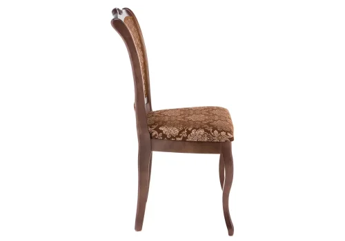 Деревянный стул Луиджи орех / шоколад 318617 Woodville, шоколад/ткань, ножки/массив березы дерево/орех, размеры - ****440*520 фото 3