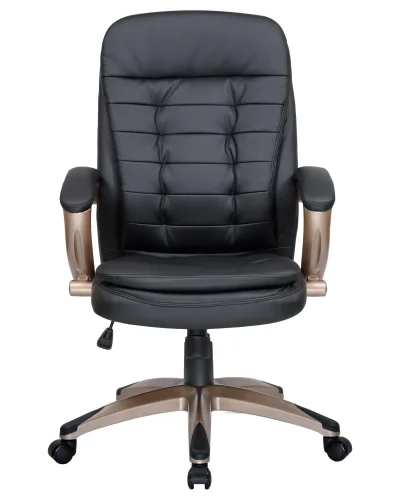 Офисное кресло для руководителей 106B-LMR DONALD, цвет чёрный Dobrin, чёрный/экокожа, ножки/металл/бежевый, размеры - 1030*1110***720*720 фото 6