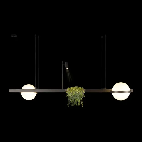 Светильник подвесной LED Jardin 10121/D Dark grey LOFT IT белый 2 лампы, основание чёрное антрацит в стиле арт-деко флористика  фото 2