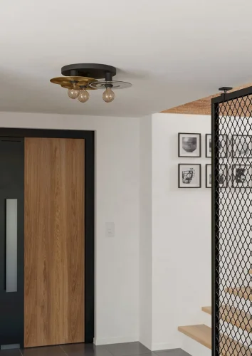 Светильник потолочный Lintmill 44027 Eglo без плафона на 3 лампы, основание чёрное матовое латунь в стиле современный лофт фото 3