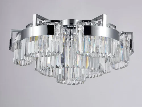 Люстра потолочная хрустальная 4356+3/PL chrome Newport прозрачная на 9 ламп, основание хром в стиле классика 