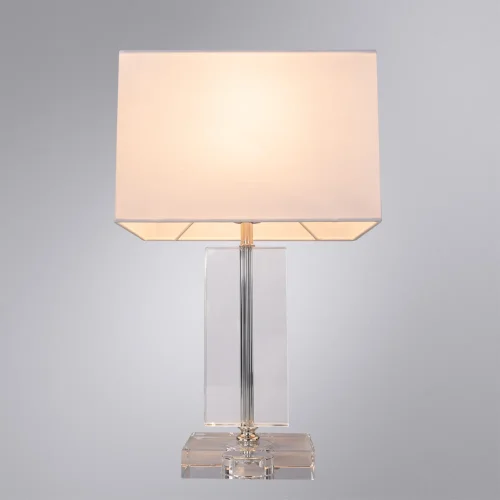 Настольная лампа Clint A4022LT-1CC Arte Lamp белая 1 лампа, основание прозрачное хром хрусталь металл в стиле современный  фото 2