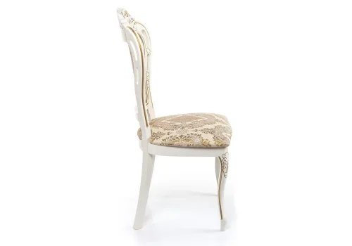 Деревянный стул Bronte молочный с патиной 438323 Woodville, бежевый/ткань, ножки/массив бука/молочный, размеры - ****530*550 фото 3