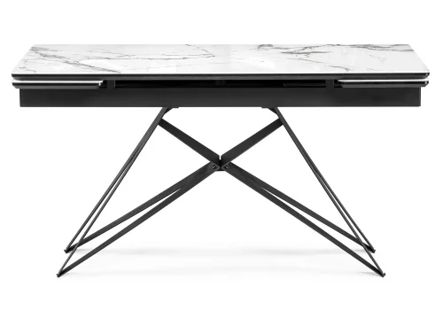 Стеклянный стол Блэкберн 160(220)х90 белый мрамор / черный 553573 Woodville столешница белая из стекло фото 3