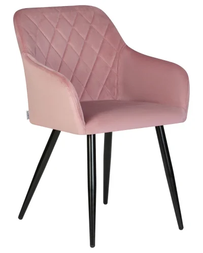 Стул обеденный 8266-LML ROBERT, цвет сиденья розовый велюр (V108-15), цвет основания черный Dobrin, розовый/велюр, ножки/металл/чёрный, размеры - ****555*605