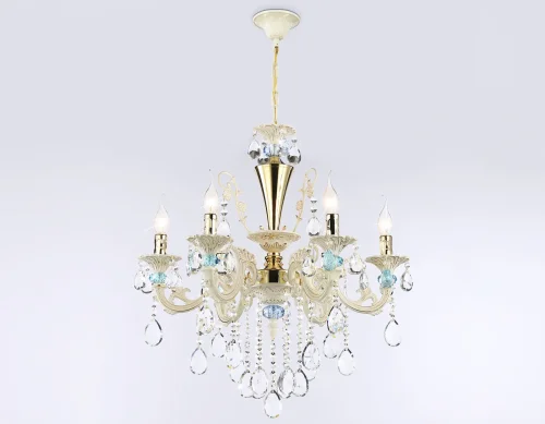 Люстра подвесная TR4923 Ambrella light без плафона на 6 ламп, основание белое золотое в стиле классический  фото 5