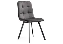 Стул на металлокаркасе Bruk dark gray / black 15236 Woodville, серый/велюр, ножки/металл/чёрный, размеры - ****440*535
