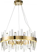 Светильник подвесной LED Emanuel V9080-PL Moderli прозрачный 1 лампа, основание золотое в стиле современный кольца