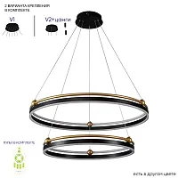 Люстра подвесная LED с пультом FERNANDO SP123W LED BLACK/GOLD Crystal Lux чёрная на 1 лампу, основание чёрное в стиле современный кольца с пультом