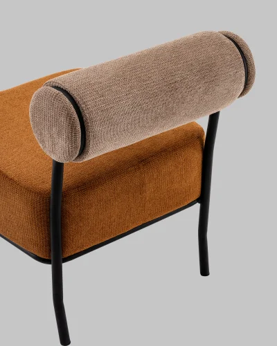 Кресло Ponpoun, бежевый, терракотовый УТ000040471 Stool Group, терракотовый/шенилл, ножки/металл/чёрный, размеры - *710***610*710мм фото 7
