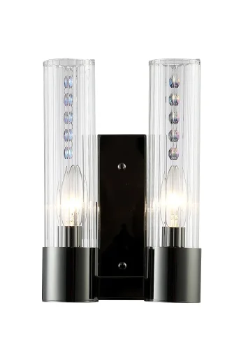 Бра OTONO AP2 BLACK CHROMIUM/TRANSPARENTE Crystal Lux прозрачный на 2 лампы, основание чёрное в стиле современный  фото 2