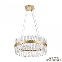 Люстра подвесная LED с пультом AM-Venezia 311096/D600 BS Arte Milano прозрачная на 1 лампу, основание латунь в стиле современный кольца с пультом