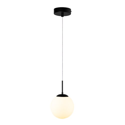 Светильник подвесной Volare A1565SP-1BK Arte Lamp белый 1 лампа, основание чёрное в стиле современный молекула шар