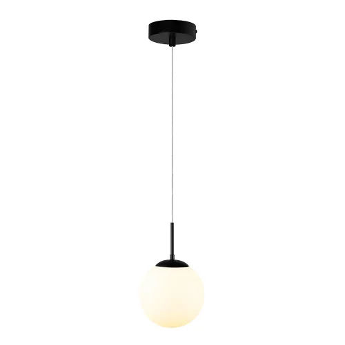 Светильник подвесной Volare A1565SP-1BK Arte Lamp белый на 1 лампу, основание чёрное в стиле современный молекула шар