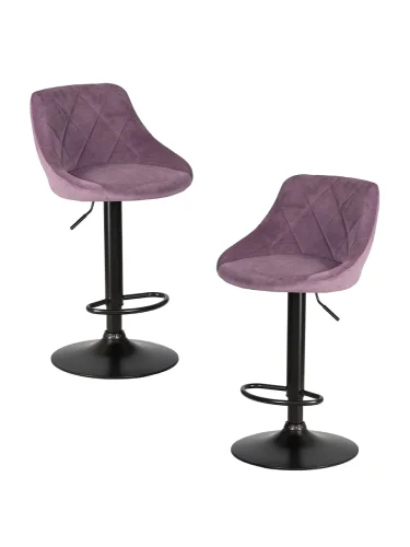 Стул барный набор 2 шт. SET-2 5007_BlackBase-LM LOGAN BLACK, цвет сиденья пудрово-сиреневый (MJ9-52), цвет основания черный Dobrin, /велюр, ножки/металл/чёрный, размеры - 840*1060***455*480