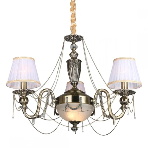 Люстра подвесная Crastu OML-75003-05 Omnilux белая на 4 лампы, основание бронзовое в стиле классический 