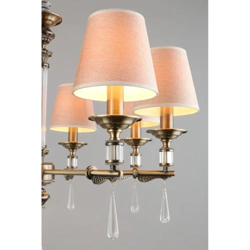 Люстра подвесная Rivoli OML-64213-08 Omnilux бежевая на 8 ламп, основание античное бронза в стиле классический фото 6