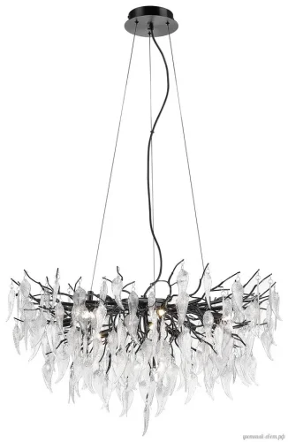 Люстра подвесная Daniela WE182.12.023 Wertmark прозрачная на 12 ламп, основание чёрное в стиле флористика современный ветви