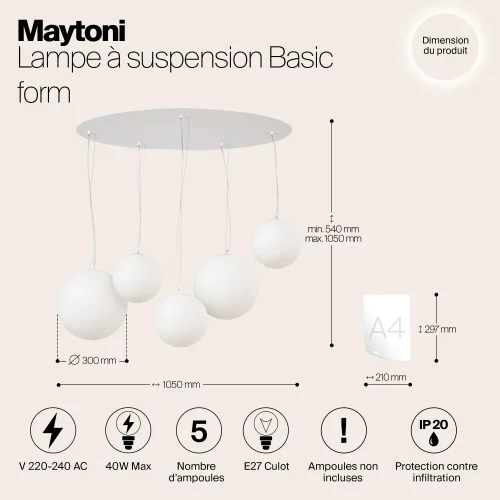 Люстра подвесная Basic form MOD321PL-05W1 Maytoni белая на 5 ламп, основание белое в стиле современный фото 9