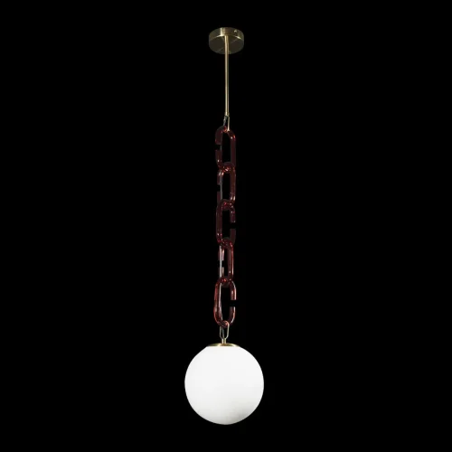 Светильник подвесной Chain 10128P Red LOFT IT белый 1 лампа, основание красное золотое в стиле современный шар фото 4