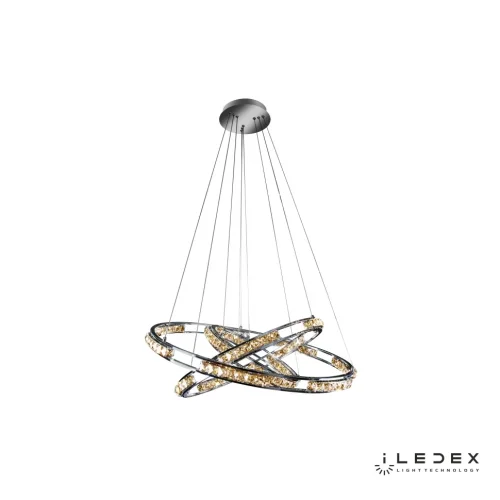 Люстра подвесная LED с пультом Crystal 16364/800+600+400 CR iLedex хром на 1 лампу, основание хром в стиле хай-тек современный с пультом кольца