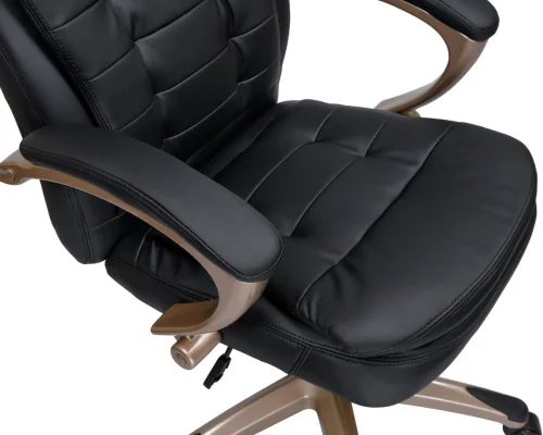 Офисное кресло для руководителей 106B-LMR DONALD, цвет чёрный Dobrin, чёрный/экокожа, ножки/металл/бежевый, размеры - 1030*1110***720*720 фото 7