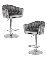 Стул барный набор 2 шт. SET-2 9692-LM MARCEL, цвет сиденья серый велюр (MJ9-75), цвет основания хромированная сталь Dobrin, /велюр, ножки/металл/хром, размеры - 890*1100***550*490 Стул барный набор 2 шт. SET-2 9692-LM MARCEL, цвет сиденья серый велюр (MJ9-75), цвет основания хромированная сталь Dobrin, /велюр, ножки/металл/хром, размеры - 890*1100***550*490