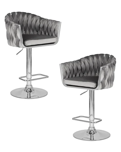 Стул барный набор 2 шт. SET-2 9692-LM MARCEL, цвет сиденья серый велюр (MJ9-75), цвет основания хромированная сталь Dobrin, /велюр, ножки/металл/хром, размеры - 890*1100***550*490 Стул барный набор 2 шт. SET-2 9692-LM MARCEL, цвет сиденья серый велюр (MJ9-75), цвет основания хромированная сталь Dobrin, /велюр, ножки/металл/хром, размеры - 890*1100***550*490