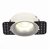 Светильник точечный ST218.518.01 ST-Luce серебряный 1 лампа, основание белое в стиле хай-тек современный для затирки
