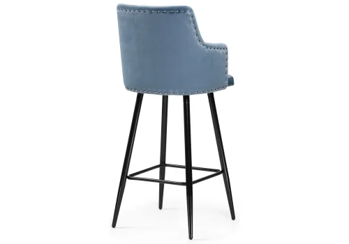 Барный стул Ofir blue 15047 Woodville, синий/велюр, ножки/металл/чёрный, размеры - ****500*370 фото 4