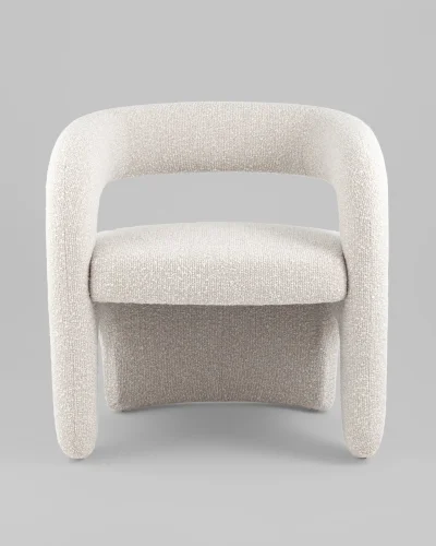 Кресло лаунж Bones, жемчужный УТ000038993 Stool Group, белый/букле, ножки//белый, размеры - ****700*630мм фото 6