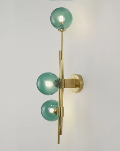 Бра Sience V10250-3W Moderli зелёный на 3 лампы, основание латунь в стиле современный 