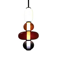 Светильник подвесной LED 0758PLE-1BK Milosh Tendence разноцветный белый 1 лампа, основание чёрное в стиле современный хай-тек выдувное