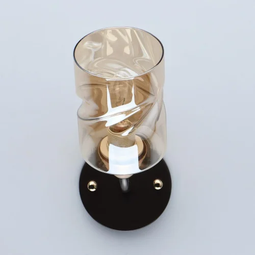 Бра Олимпия 638029601 DeMarkt бежевый янтарный на 1 лампа, основание чёрное в стиле классический  фото 4