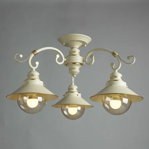 Люстра потолочная Grazioso A4577PL-3WG Arte Lamp прозрачная белая на 3 лампы, основание белое золотое в стиле кантри прованс  фото 2