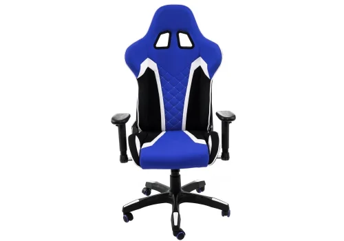 Кресло игровое Prime черное / синее 1860 Woodville, синий/ткань, ножки/металл/чёрный, размеры - *1310***700*700 фото 2