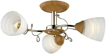 Люстра потолочная 730-307-03 Velante белая на 3 лампы, основание коричневое в стиле классический 