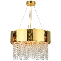 Люстра подвесная EMPIRE 76014/5C GOLD Natali Kovaltseva прозрачная золотая на 5 ламп, основание золотое в стиле классический 