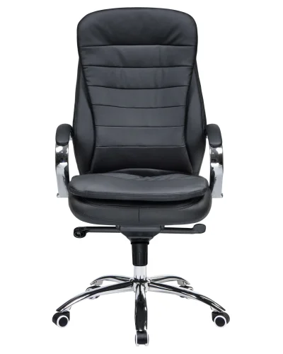 Офисное кресло для руководителей 108F-LMR LYNDON, цвет чёрный Dobrin, чёрный/экокожа, ножки/металл/хром, размеры - 1150*1200***670*670 фото 6
