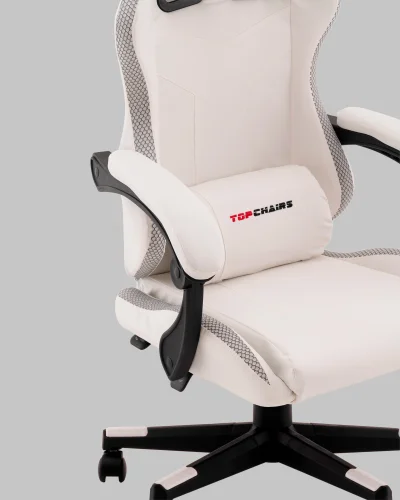 Кресло спортивное TopChairs Druid, белый УТ000039468 Stool Group, белый/экокожа, ножки/полимер/чёрный, размеры - 1170*1270**** фото 13