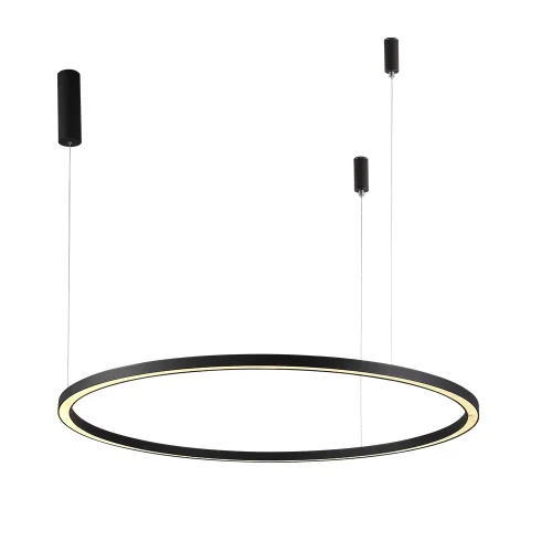 Люстра подвесная LED с пультом FORTUNA SP88W LED BLACK Crystal Lux чёрная на 1 лампа, основание чёрное в стиле современный кольца с пультом фото 2