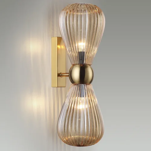 Бра Elica 5402/2W Odeon Light янтарный на 2 лампы, основание золотое в стиле современный  фото 4