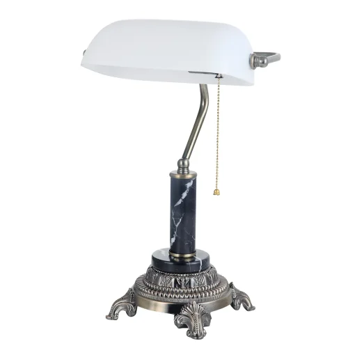 Настольная лампа V2907/1L Vitaluce белая 1 лампа, основание серебряное металл в стиле классический 