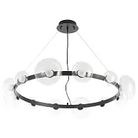 Люстра подвесная LED BOSQUE SP12 BLACK/TRANSPARENT Crystal Lux прозрачная на 12 ламп, основание чёрное в стиле современный 