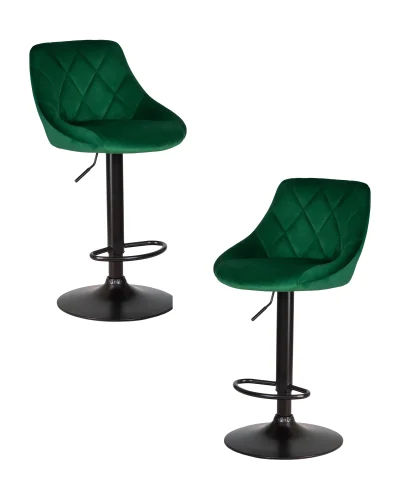 Стул барный набор 2 шт. SET-2 5007_BlackBase-LM LOGAN BLACK, зеленый велюр (MJ9-88), цвет основания черный Dobrin, /велюр, ножки/металл/чёрный, размеры - 840*1060***455*480