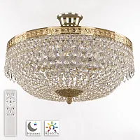 Люстра потолочная LED с пультом хрустальная 19011/45IV/LED-DIM G Bohemia Ivele Crystal прозрачная на 1 лампа, основание золотое в стиле классический с пультом sp