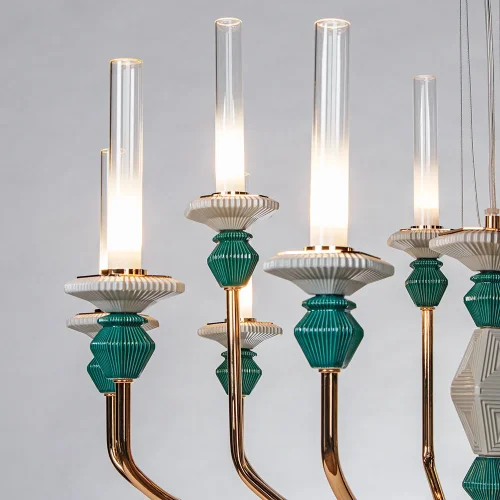 Светильник подвесной LED Capello 4947/01 SP-12 Divinare белый на 1 лампу, основание зелёное золотое в стиле современный арт-деко фото 3